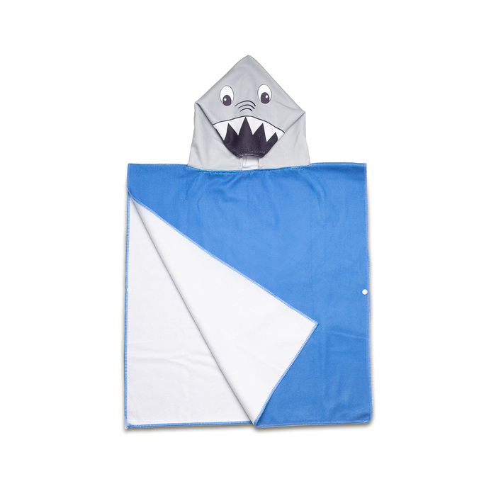 Ponczo-ręcznik z kapturem Sharky, niebieski