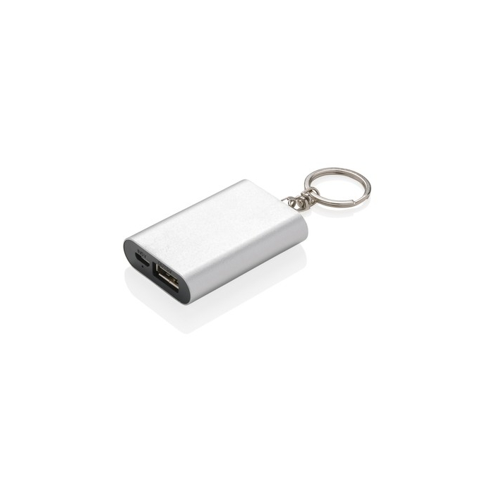 Power bank 1000 mAh, brelok do kluczy srebrny