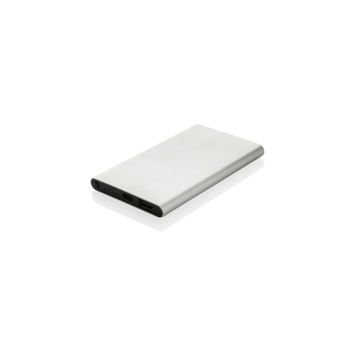 Power bank 4000 mAh z aluminium z recyklingu srebrny