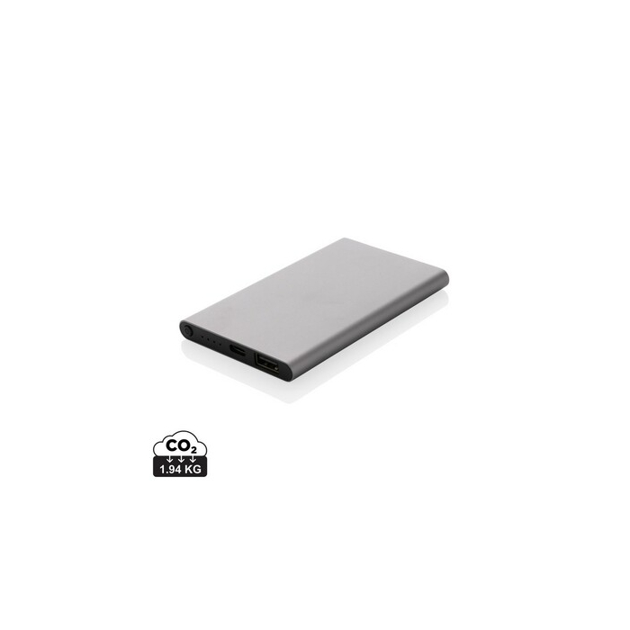 Power bank 4000 mAh z aluminium z recyklingu szary