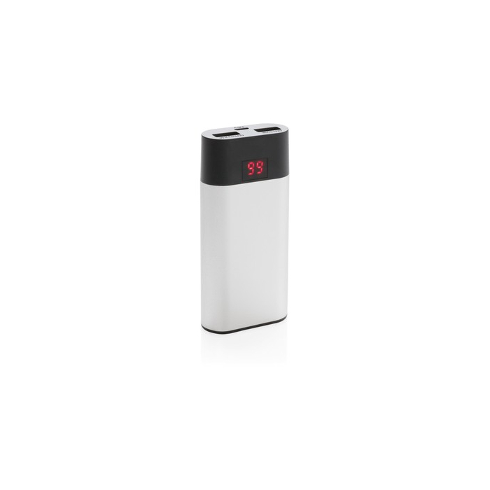 Power bank 4000 mAh z cyfrowym wyświetlaczem srebrny