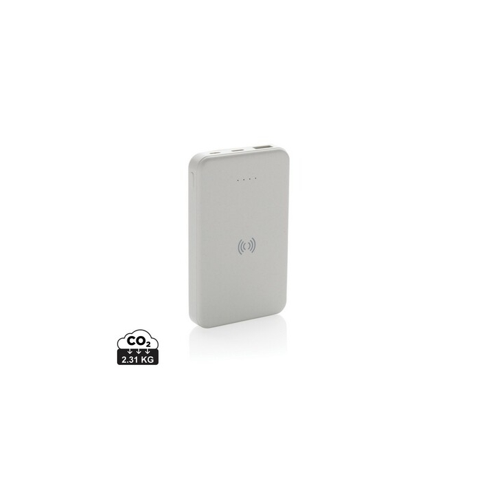Power bank 5000 mAh, ładowarka bezprzewodowa 5W biały
