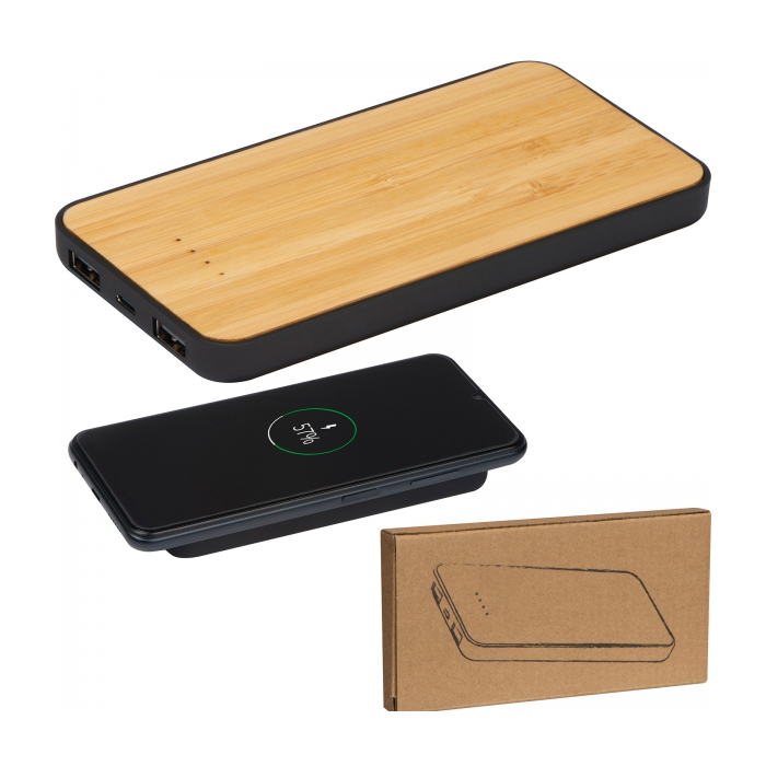 Power bank z ładowarką indukcyjną 8000 mAh, beżowy