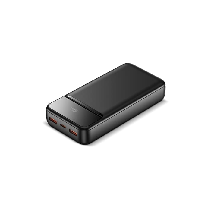 Powerbank Nolu z wyświetlaczem LED 20000 mAh, czarny