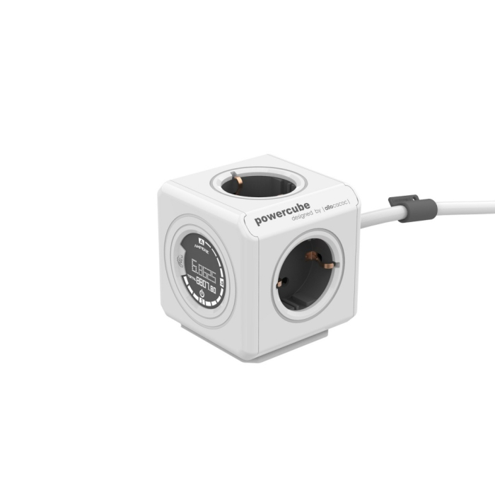 PowerCube Extended Monitor, 1.5m cable - Listwa zasilająca z wyświetlaczem kosztu zużycia energi