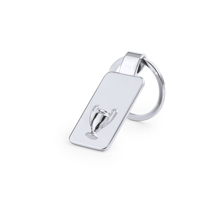 Prostokątny brelok do kluczy z motywem sportowym srebrny