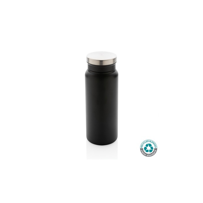 Próżniowa butelka sportowa 600 ml, stal nierdzewna z recyklingu black, black