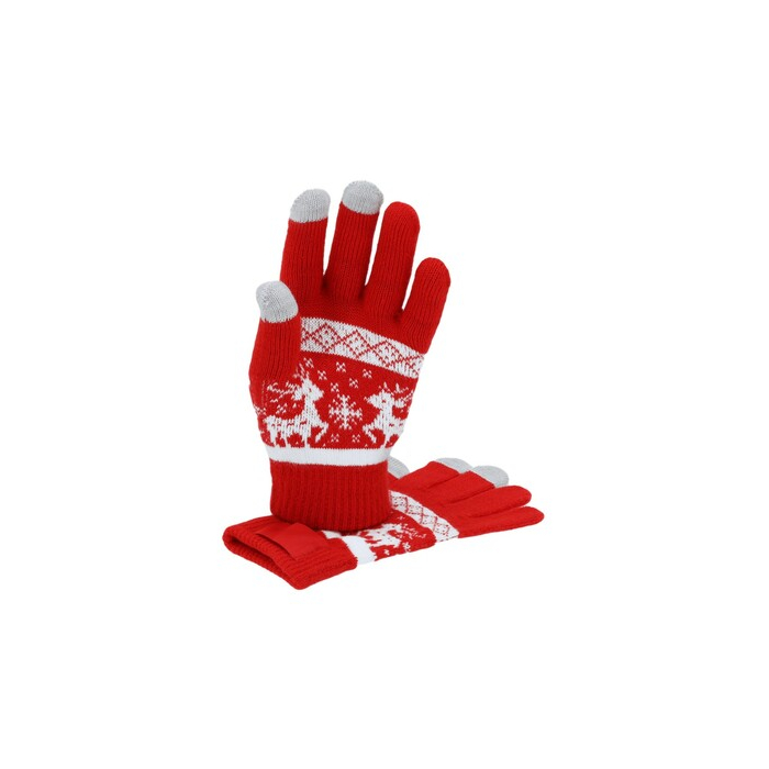 Rękawiczki, świąteczny wzór czerwony