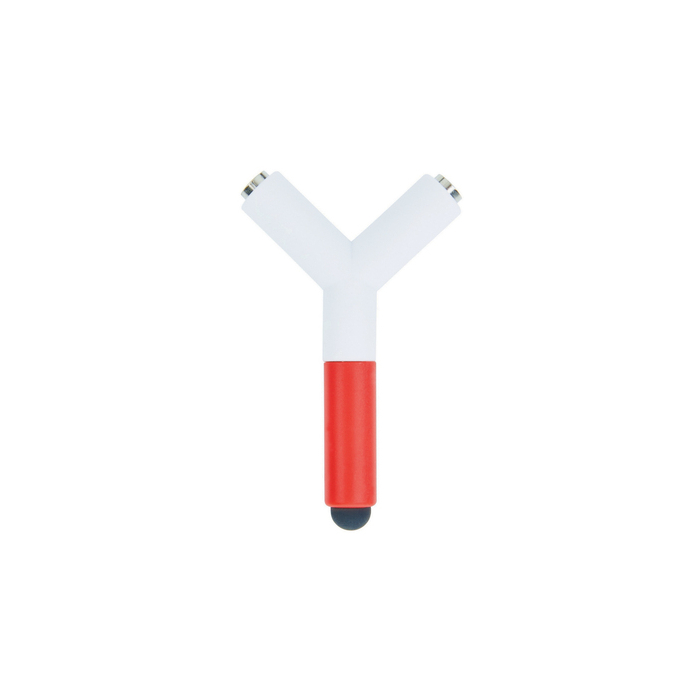 Rozdzielacz do słuchawek, touch pen czerwony, biały