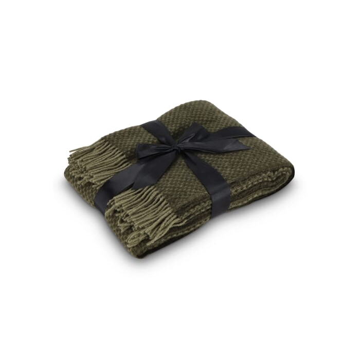 Sagaform Ulli dot Kocyk wykonany w 100% z wełny nowozelandzkiej , zielony