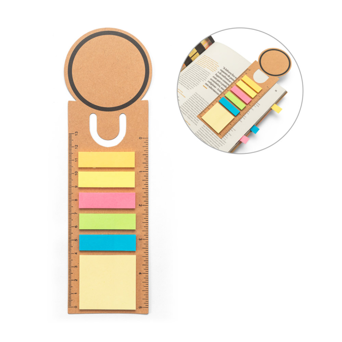 SAWYER. Zestaw biurowy 3 w 1, wykonany w 100% z papieru pochodzącego z recyklingu, z okrągłą górną częścią i czarnym nadrukiem na całym obwodzie