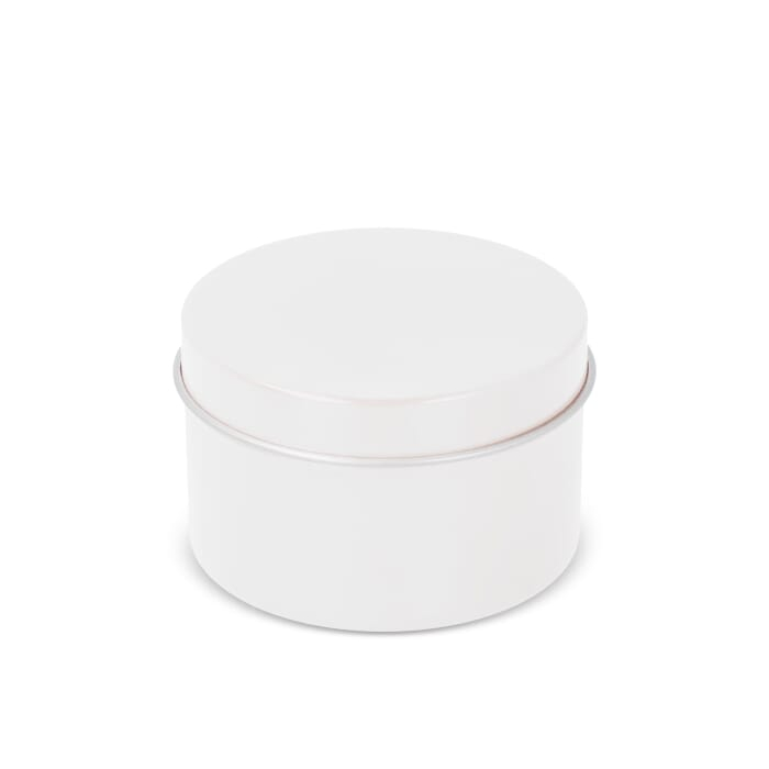 Scented candle recycled tin big, biały
