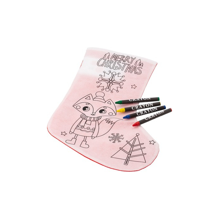 Skarpeta świąteczna do kolorowania, kredki biało-czerwony