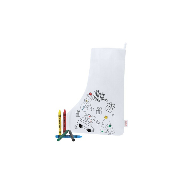 Skarpeta świąteczna do kolorowania, świąteczny wzór, kredki biały