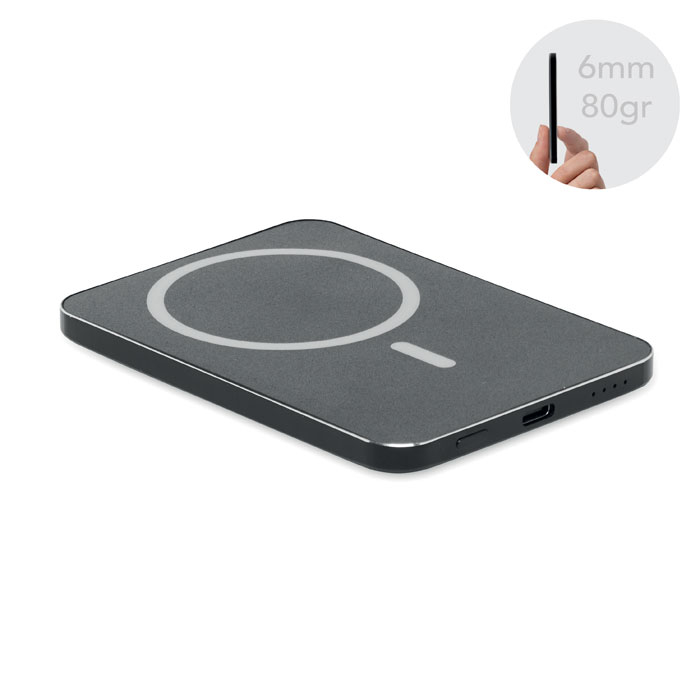 SLIMVOLT - Smukły magnetyczny powerbank 20W, Czarny