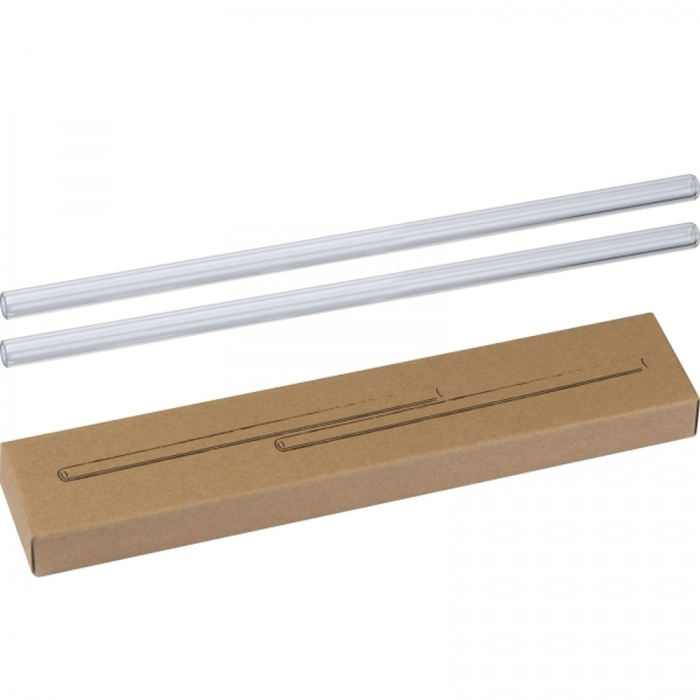 Słomki do napojów szklane 2 szt. 21 cm, przeźroczysty