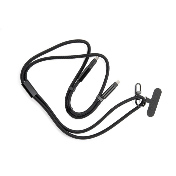 Smycz do telefonu z funkcją ładowania 60W CHARD czarny