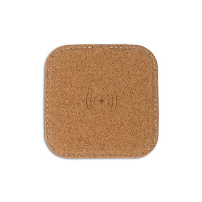 Square cork Wireless charger 5W, naturalny
