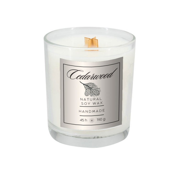 Świeca sojowa 190g Cedarwood, przeźroczysty