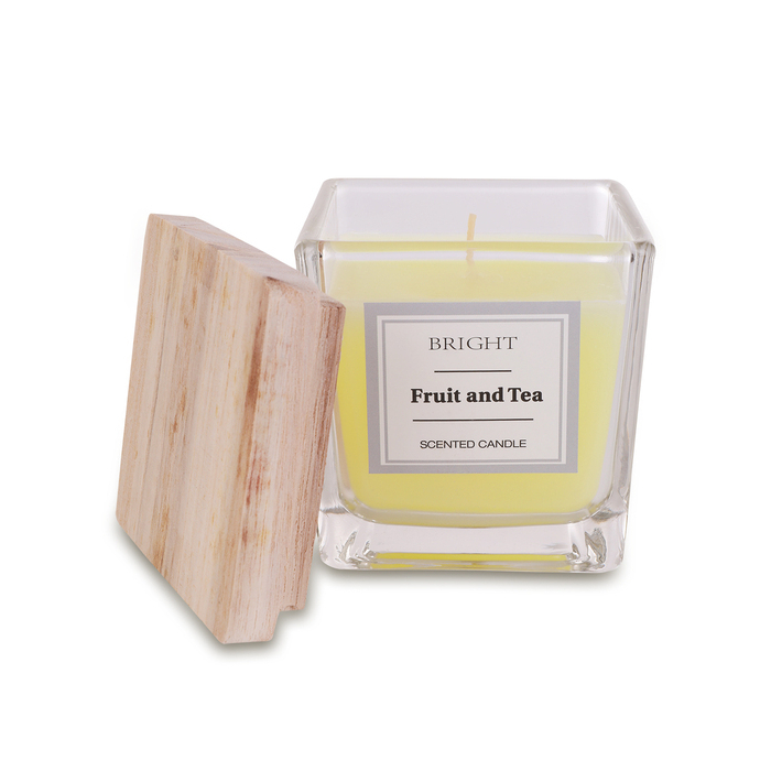 Świeczka z drewnianą przykrywką Alcamo, brązowy/transparentny