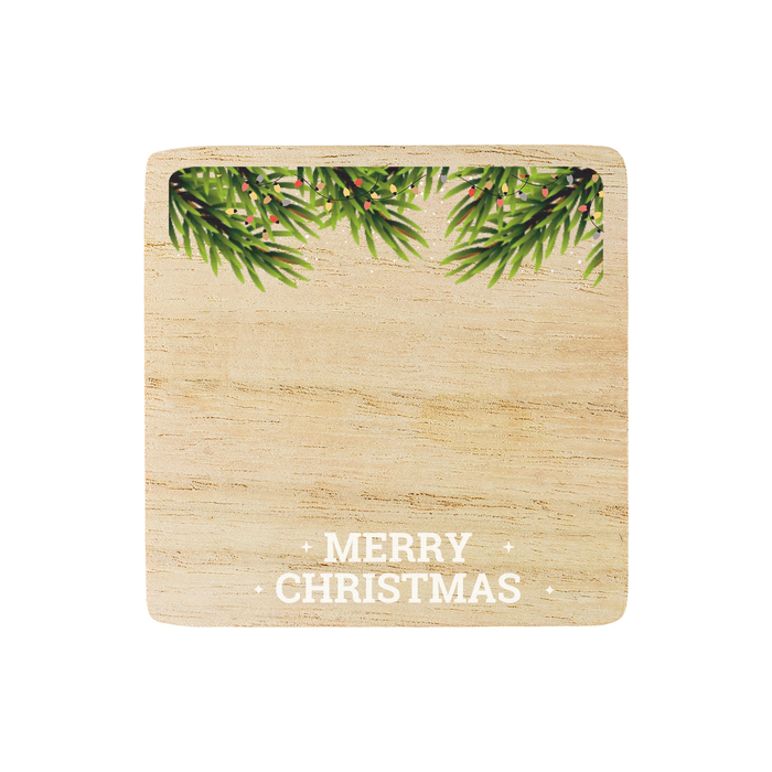 Świeczka z drewnianą przykrywką Alcamoro - motyw świąteczny, brązowy/transparentny