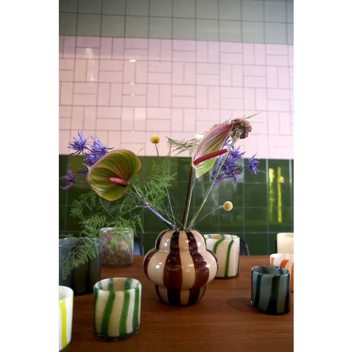 ŚWIECZNIK CALORE CURVE XS, ZIELONY/BEŻOWY