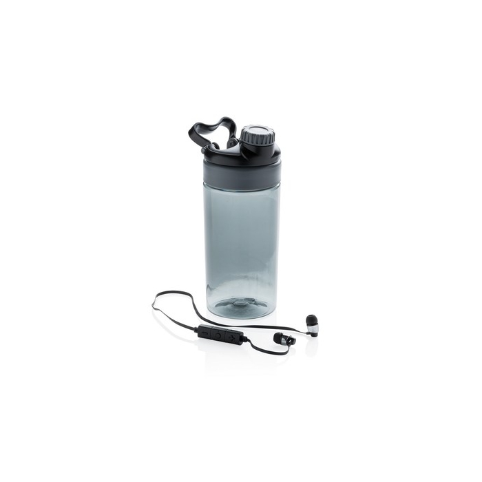 Szczelna butelka sportowa 500 ml, bezprzewodowe słuchawki szary, czarny