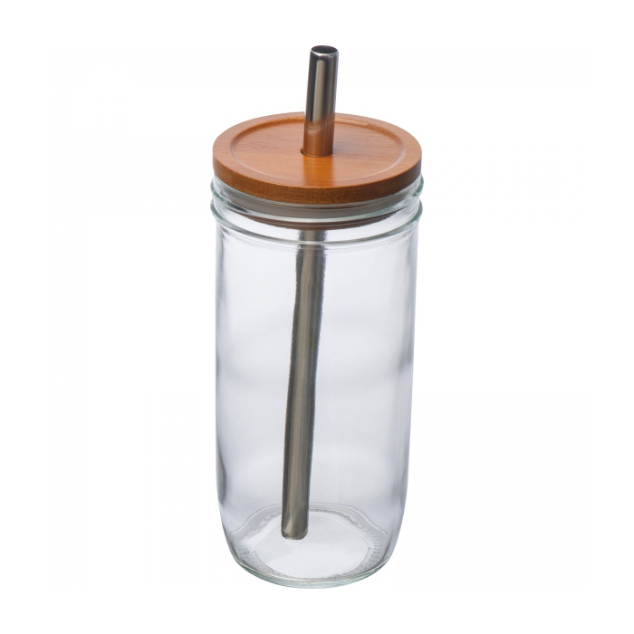 Szklanka z pokrywką i słomką 650 ml, przeźroczysty