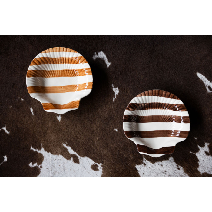 Talerz AROMA Stripe, jasnobrązowy/biały