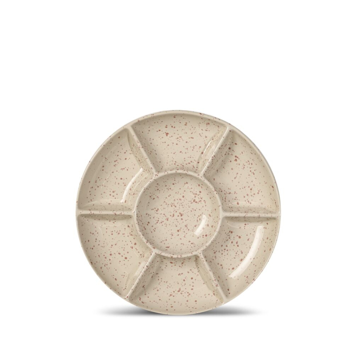 Talerz do serwowania DITTE, beżowy/bordowy