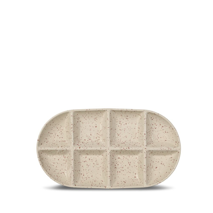 Talerz do serwowania DITTE, duży, beżowy/bordowy