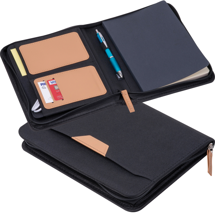 Teczka na dokumenty A5 z RPET z notatnikiem SHANNON, czarny