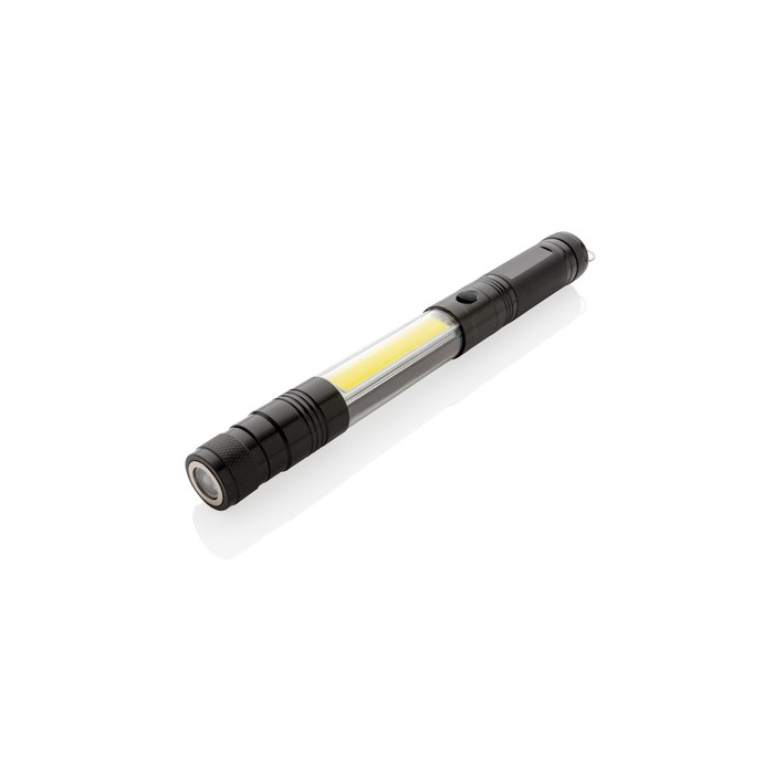 Teleskopowa latarka COB czarny