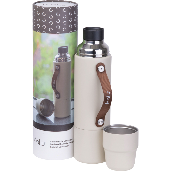 Termos stalowy z recyklingu LE BOURGET MoLu 1000 ml, beżowy