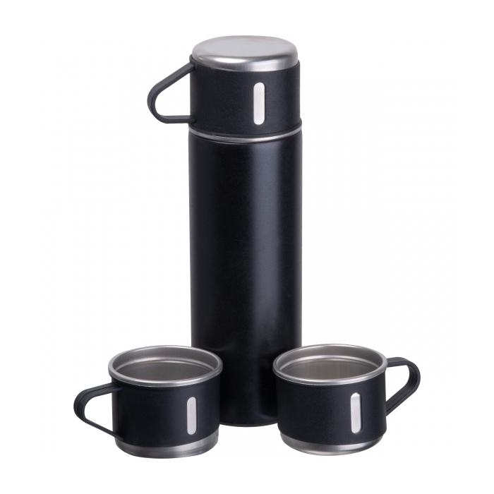 Termos z kubkami ICELAND 400 ml, czarny