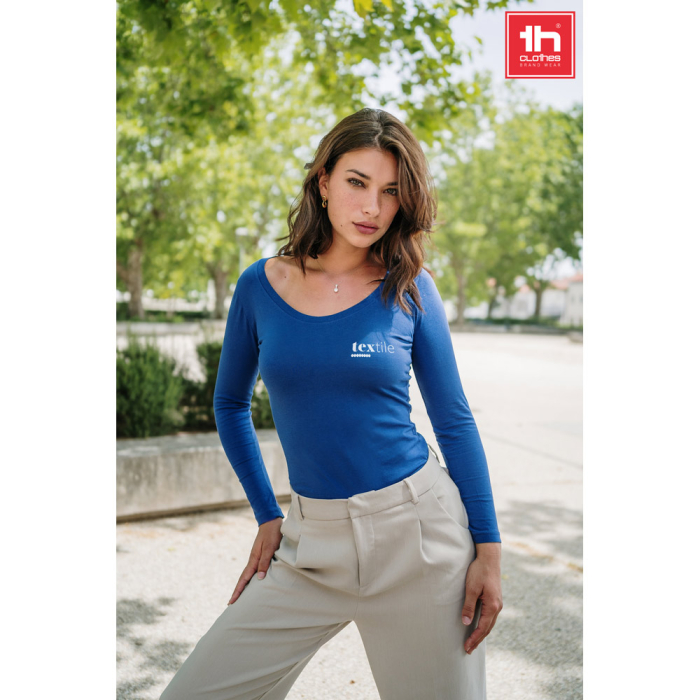 THC BUCHAREST WOMEN. Bawełniany T-shirt damski z długim rękawem taliowany