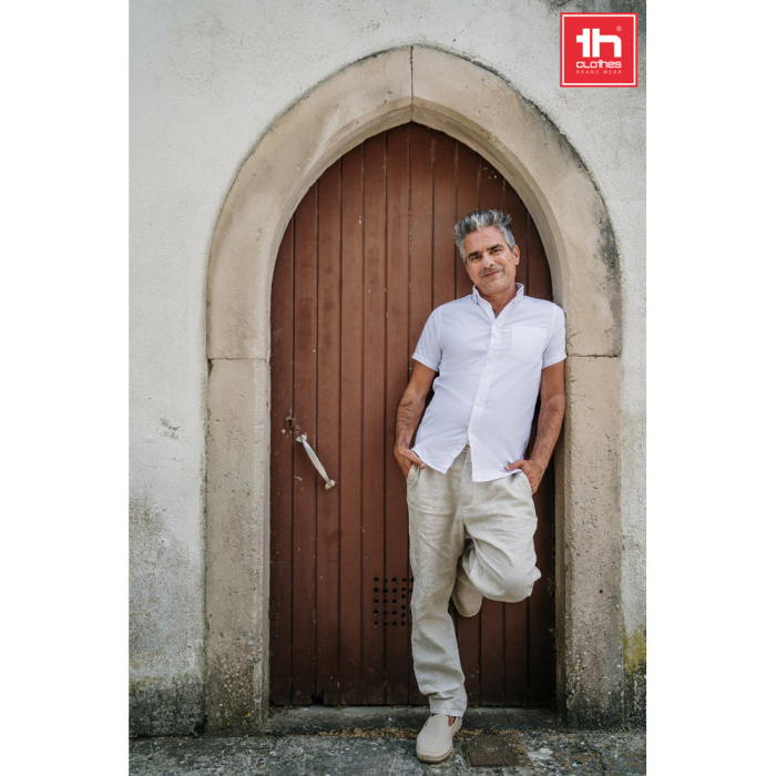 THC LONDON WH. Męska koszula oxford z krótkim rękawem. Kolor biały