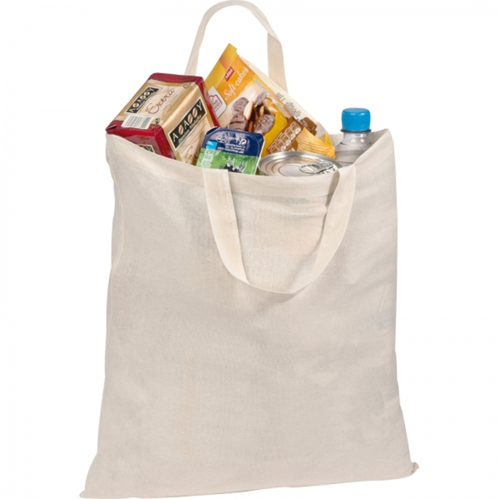 Torba bawełniana z krótkimi uszami 140 g/m2, naturalny