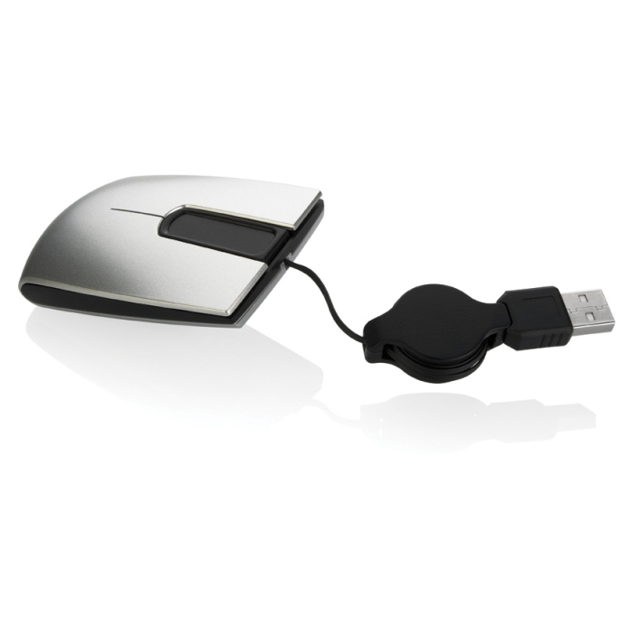 TRAVEL MOUSE ERGO - Stylowa myszka komputerowa z panelem dotykowym zamiast rolki i zwijanym przewodem.