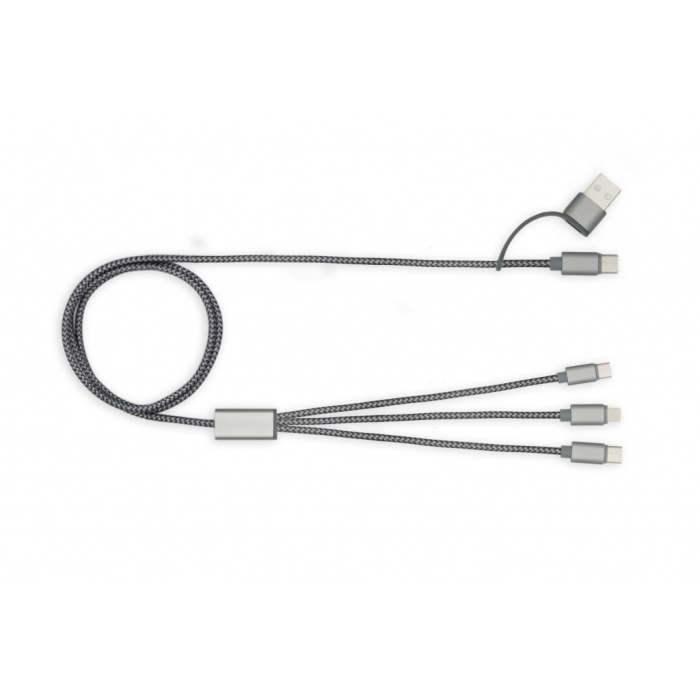 TRIDENT 2 + ECO - Wzmocniony kabel do ładowania USB 4w1 -1200mm, wykonany z materiału RPET