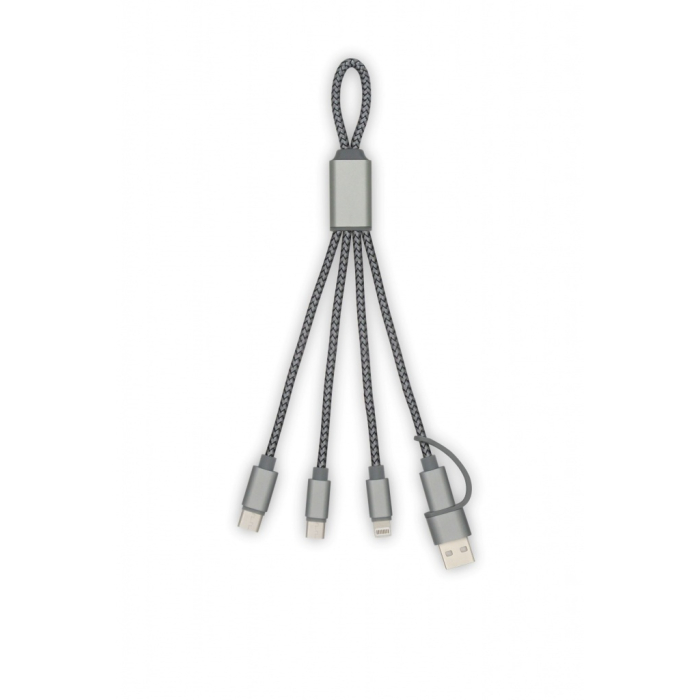 TRIDENT 2 ECO - Wzmocniony kabel do ładowania USB 4w1 -190mm, wykonany z materiału RPET