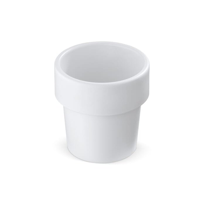 Utrzymujący gorąco, ale chłodny w dotyku kubek z nasionami bazylii, biały