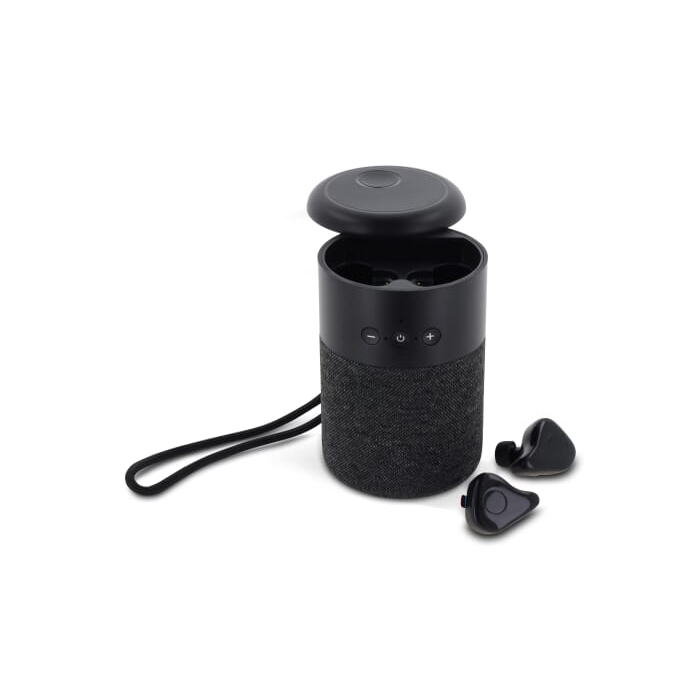 Wireless speaker William with TWS earbuds, czarny