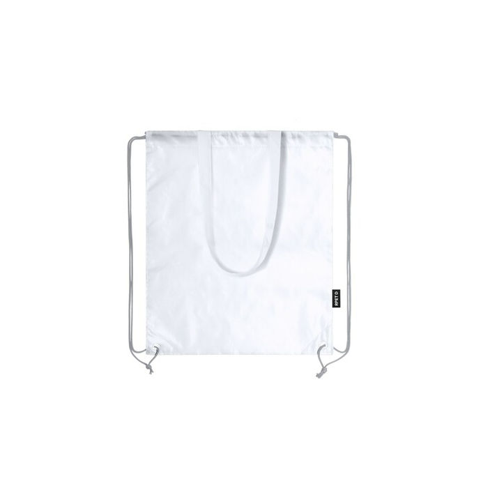Worek ze sznurkiem i torba na zakupy RPET, 2 w 1 biały