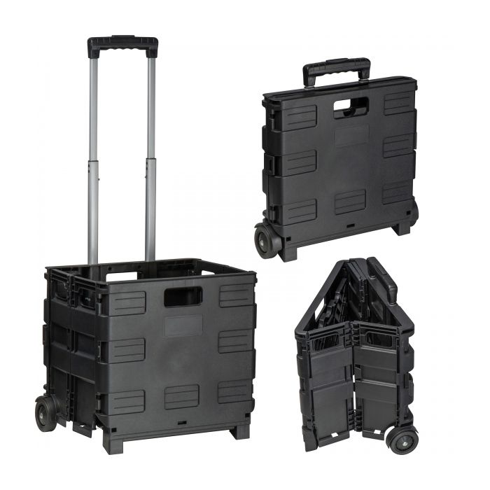 Wózek na zakupy składany, czarny