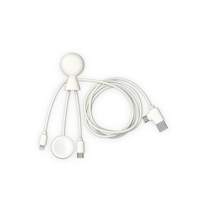 Xoopar Mr. Bio Long, wielofunkcyjny kabel do Apple i Samsung Watch,1 metr, biały