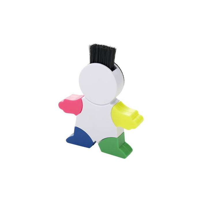 Zakreślacz "ludzik", czyścik do ekranu, pędzelek do czyszczenia klawiatury biały