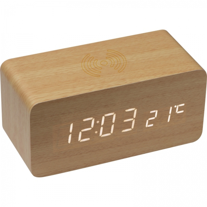 Zegar z ładowarką indukcyjną, beżowy