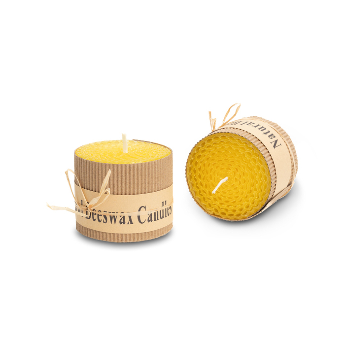 Zestaw 2 świec z wosku pszczelego Leoti, beżowy