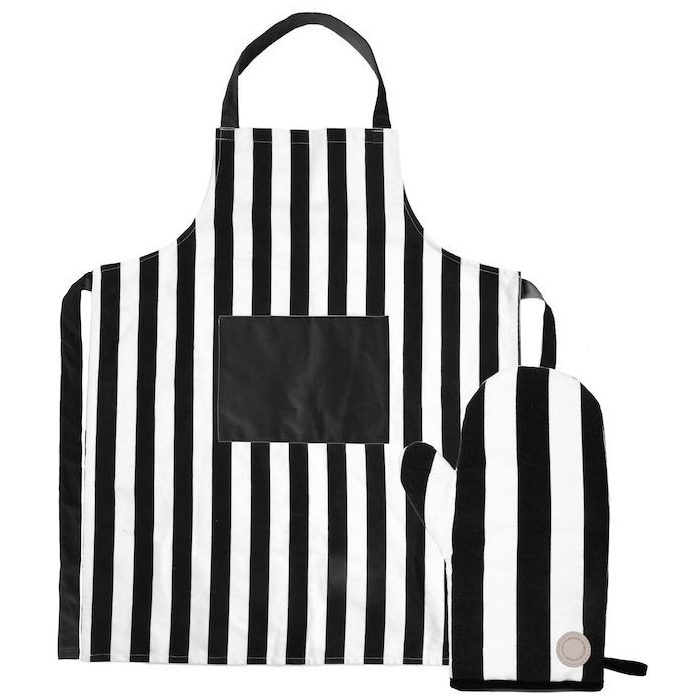 ZESTAW ARON FARTUCH &amp; RĘKAWICE, CZARNY/BEŻ